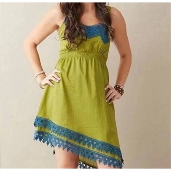 Matilda Jane Size Large Good Hart Summer Breeze Asymmetrical Crochet Dress Boho - Picture 1 of 9